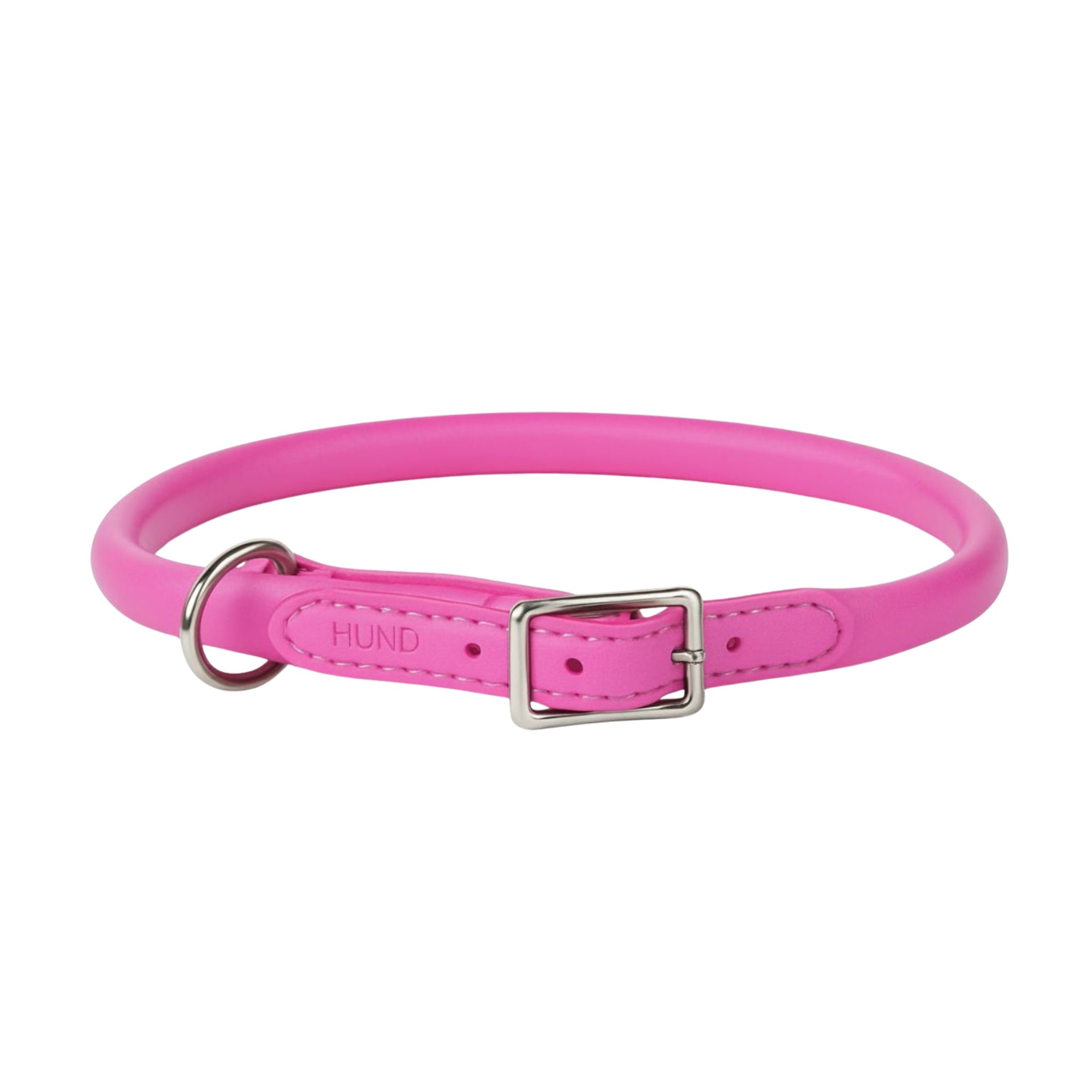 RANDERS- Italian Leather- Rolled/Round  Collar- For Sensitive Dogs, Anti Matting, Solid Color